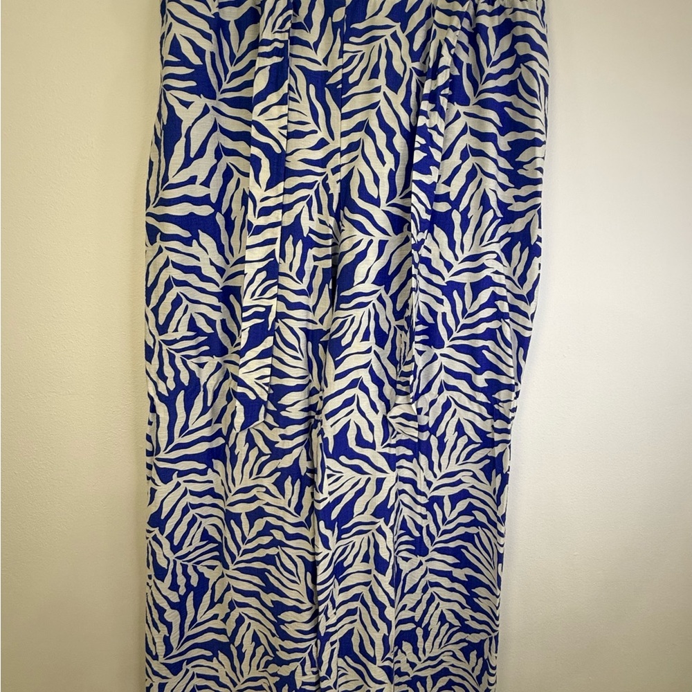 Blue and White Zebra Print wide Leg Light Pants - Picture 2 of 5